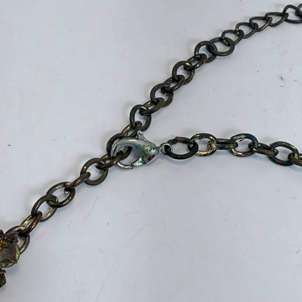 Multi Color Rhinestone Bib Statement Necklace Gold Tone Adjustable Chain - Picture 4 of 5